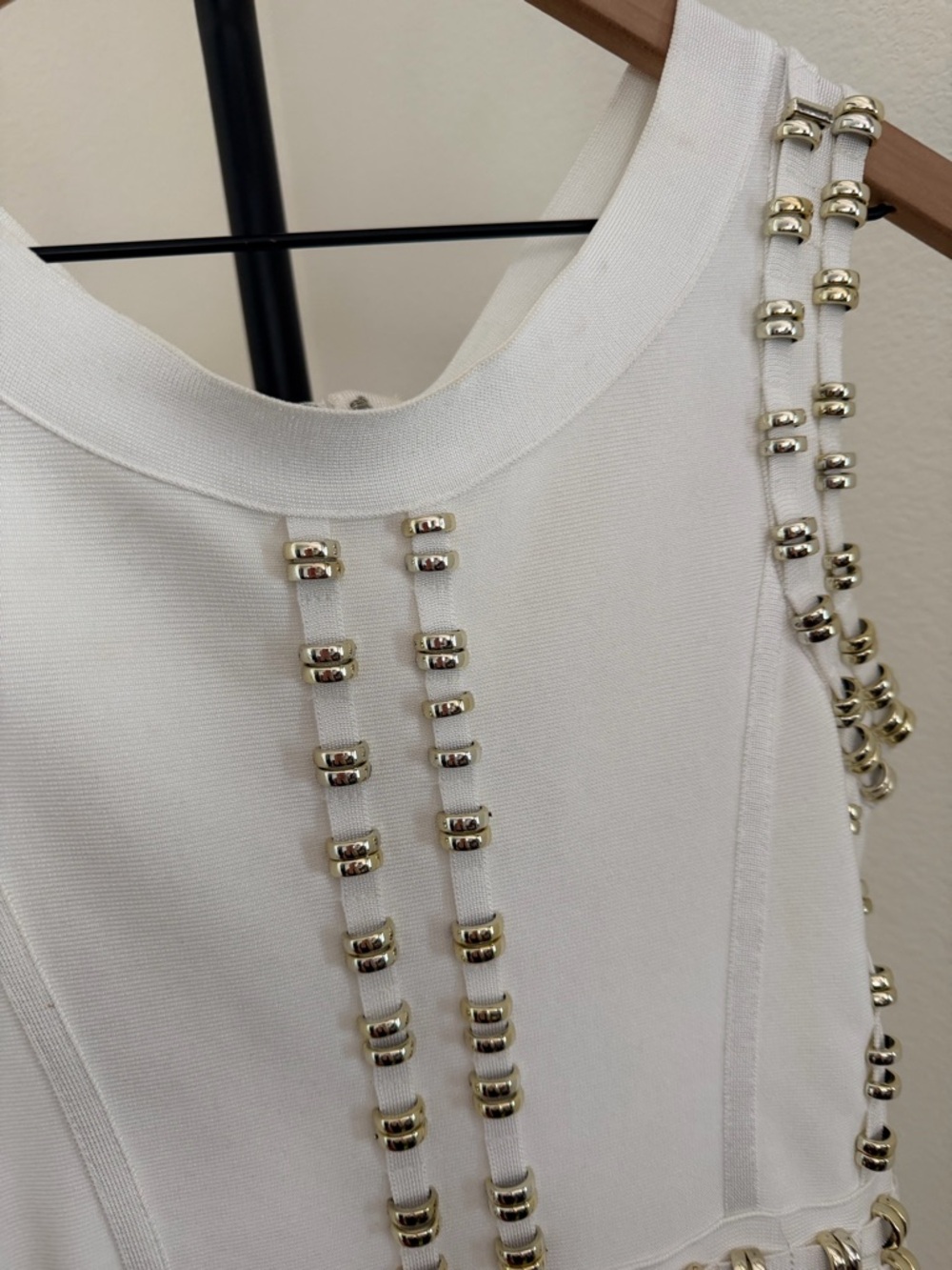 White Studded Bodycon Midi Dress - Picture 6 of 12